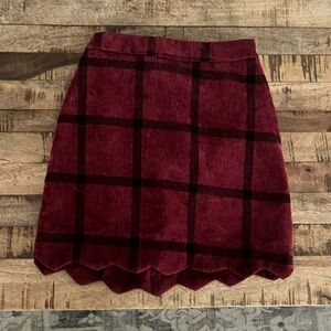 Plaid Scalloped Hem Skirt
